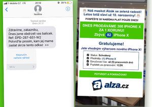Českem se šíří podvodné sms, které lákají na iPhone X za korunu od Alzy. Člověk ale nic nedostane, akorát přijde o bankovní údaje