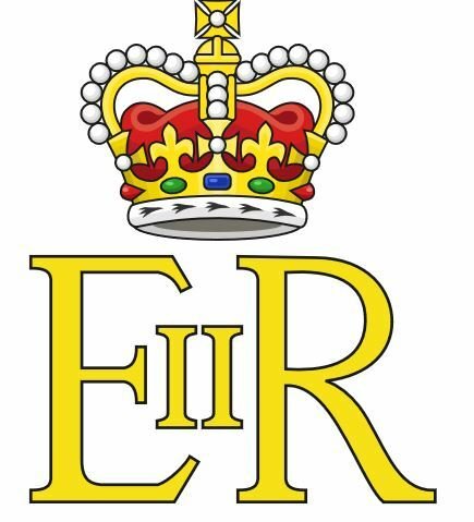 E II R jako Elizabeth II Regina - monogram královny Alžběty II.