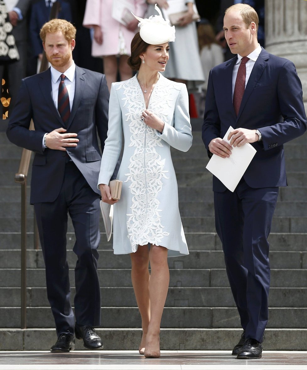 Oslavy 90. narozenin Alžběty II.: Princ Harry, vévodkyně Kate a princ William