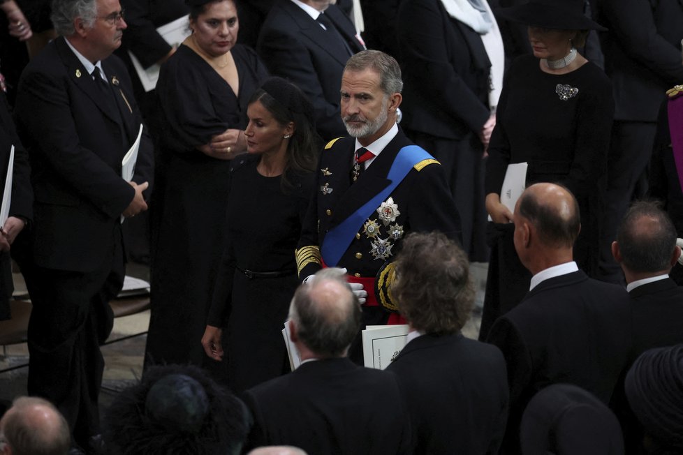 Pohřeb královny Alžběty II. - španělský král s manželkou