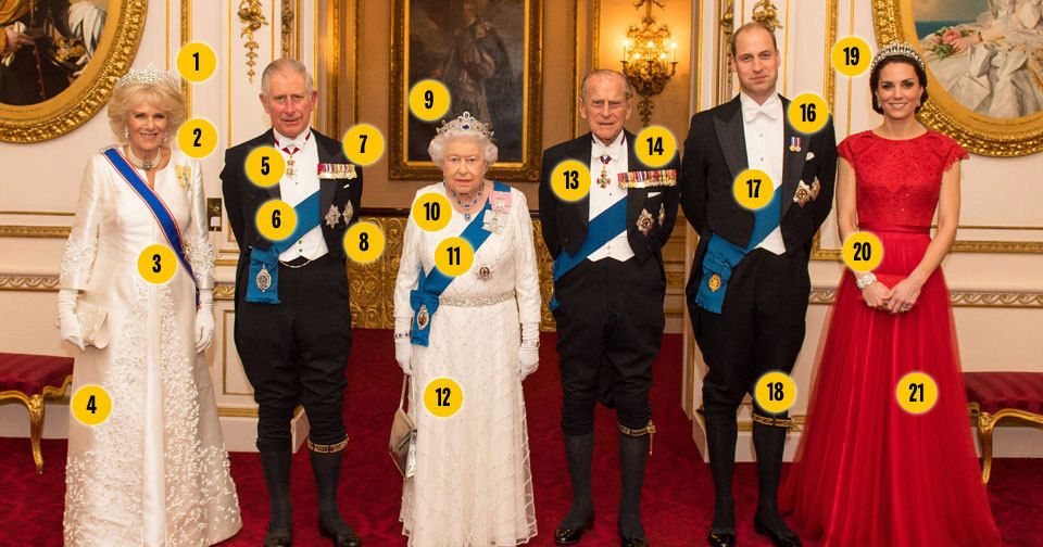 Takhle vymóděnou a ověšenou metály vidíte britskou královskou rodinu vůbec poprvé! U příležitosti diplomatické recepce se »Velká šestka« sešla pěkně dohromady na unikátní fotce i se všemi klenoty a řády.