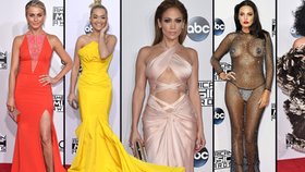Přehlídka odvážných a ulítlých šatů na cenách American Music Awards.