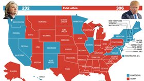 Americké prezidentské volby 2016, mapa