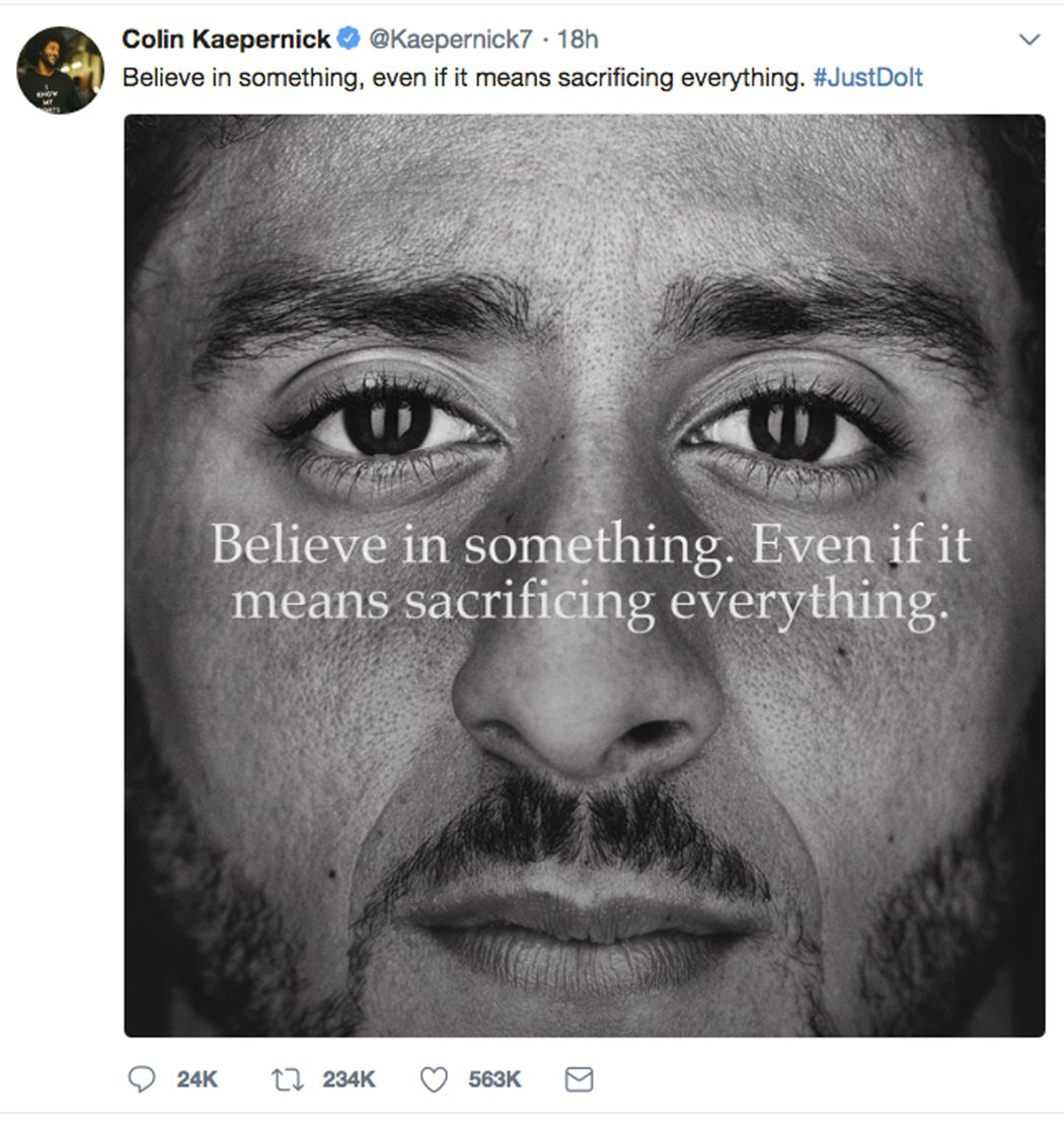 Colin Kaepernick ohlásil začátek kampaně sám na Twitteru