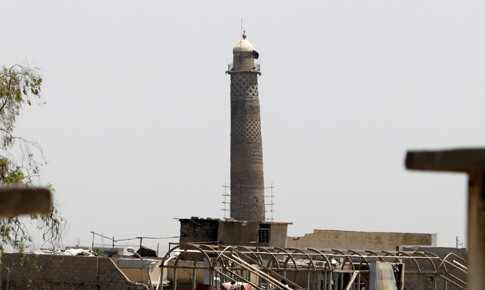 Minaret irácké mešity an-Núrí v Mosulu