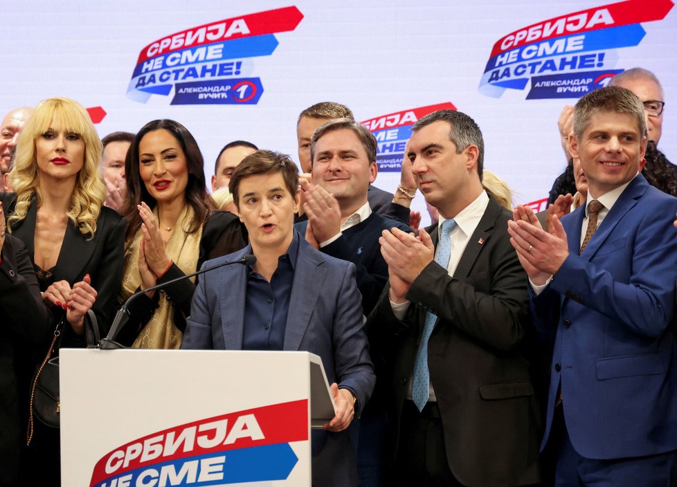 Premiérka Ana Brnabićová po vyhraných volbách (17. 12. 2023)