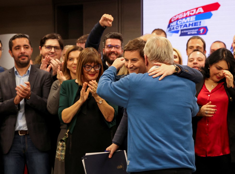 Premiérka Ana Brnabićová po vyhraných volbách (17. 12. 2023)