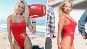 Lily James jako Pamela Anderson v její nejslavnější roli