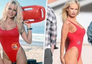 Lily James jako Pamela Anderson v její nejslavnější roli