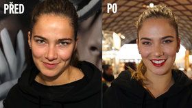 Andrea Bezděková bez a s make-upem