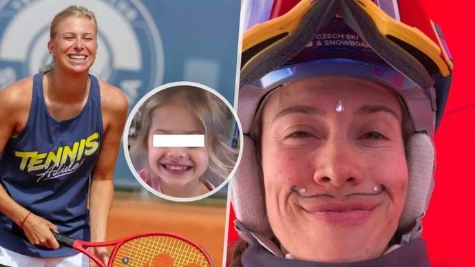 Nejdříve vybarvovala omalovánky, pak si zkušeně namalovala knír. Dcera Andrey Sestini Hlaváčkové pobavila fanoušky