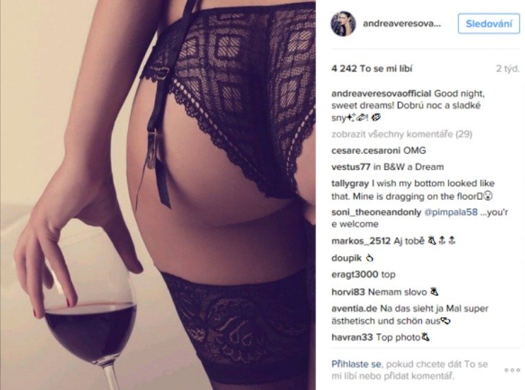Andrea Verešová se na Instagramu chlubila cizím zadečkem.