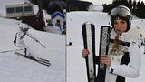 Sexy Andrea Verešová zahájila sezonu ve Špindlu lyžemi zdobenými pštrosím peřím! 