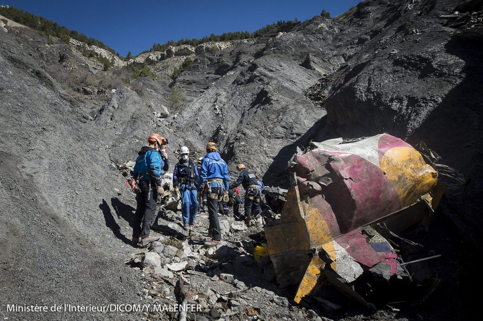 Trosky letadla Germanwings