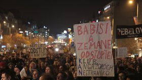 Protest proti Andreji Babišovi na Václavském náměstí v souvislosti s kauzou jeho syna Andreje juniora (15.11.2018)