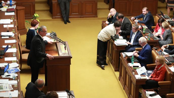 Andrej Babiš hájil ve sněmovně kauzu Čapí hnízdo.
