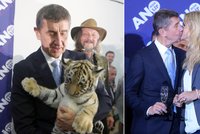 Takhle slavil miliardář Andrej Babiš: Políbil manželku a pomačkal si tygříka!