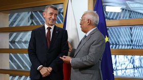 Andrej Babiš s předsedou Evropské rady Antóniem Costou (11. 12. 2025)