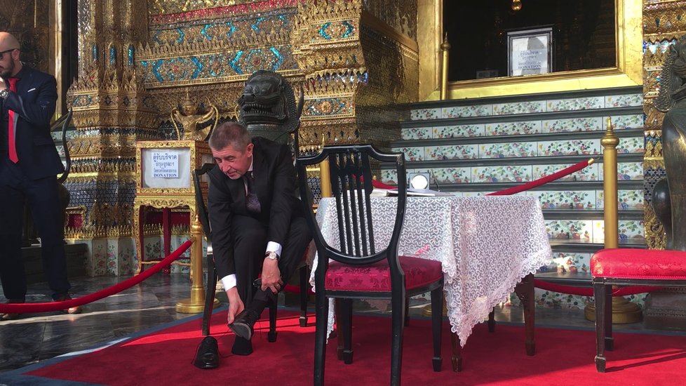 Premiér Babiše v Královském paláci v thajském Bangkoku zuli (17. 1. 2019)