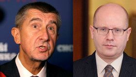 Andrej Babiš (ANO, vlevo) a Bohuslav Sobotka jsou rozhádaní kvůli korunovým dluhopisům předsedy ANO.