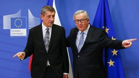 Český premiér Andrej Babiš a šéf Evropské komise Jean-Claude Juncker