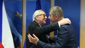 Český premiér Andrej Babiš a šéf Evropské komise Jean-Claude Juncker