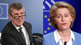 Andrej Babiš (ANO) a šéfka Evropské komise Ursula von der Leyenová