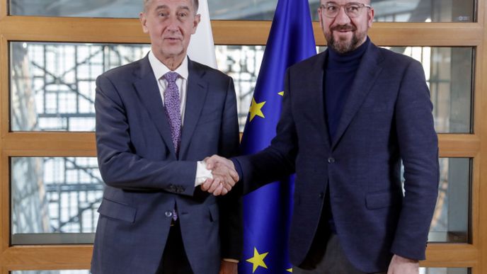 Andrej Babiš po jednání s předsedou Evropské rady Charlesem Michelem.
