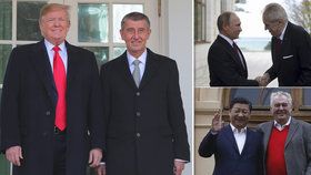 Andrej Babiš navázal osobní vztah s Donaldem Trumpem, Zeman podotkl, že jej má s ruským a čínským prezidentem.