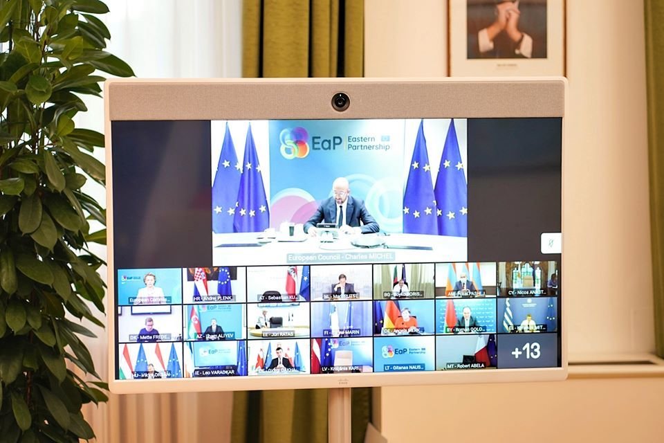 Andrej Babiš (ANO) během videokonference s premiéry a prezidenty zemí EU (19.6.2020)