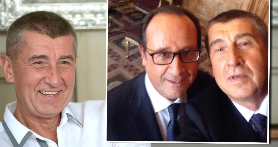 Andrej Babiš v Paříži: Udělal si selfie s prezidentem Hollandem