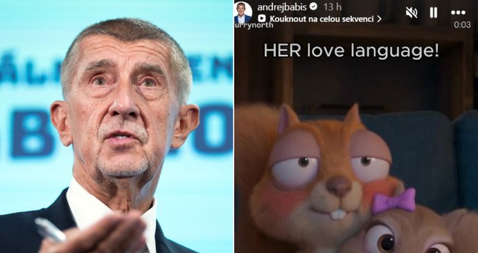 Andrej Babiš na svém profilu sdílel "zamilované veverky".