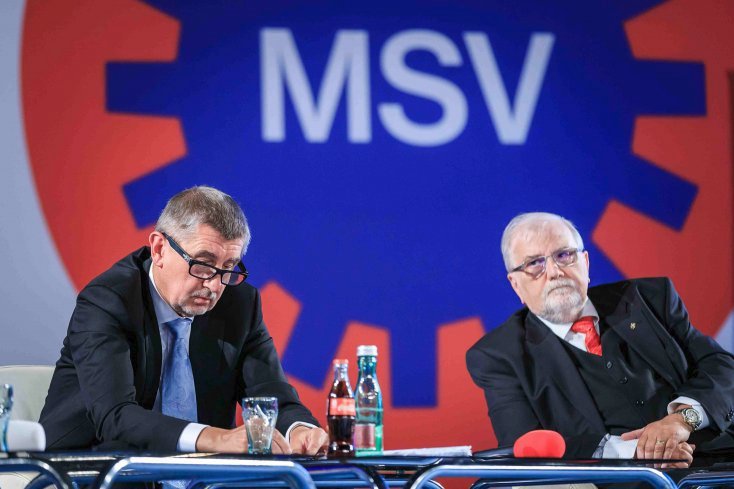 Prezident Svazu průmyslu a dopravy ČR Jaroslav Hanák s premiérem Andreje Babišem (ANO)