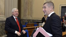 Premiér Andrej Babiš (ANO) s guvernérem ČNB Jiřím Rusnokem