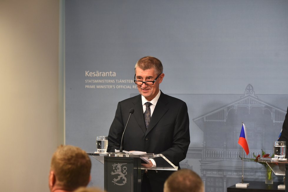 Premiér v demisi Andrej Babiš (ANO) na setkání se svým finským protějškem Juha Sipilou