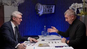 Andrej Babiš a Karel Havlíček (oba ANO) točí společný podcast Sorry jako (únor 2026)