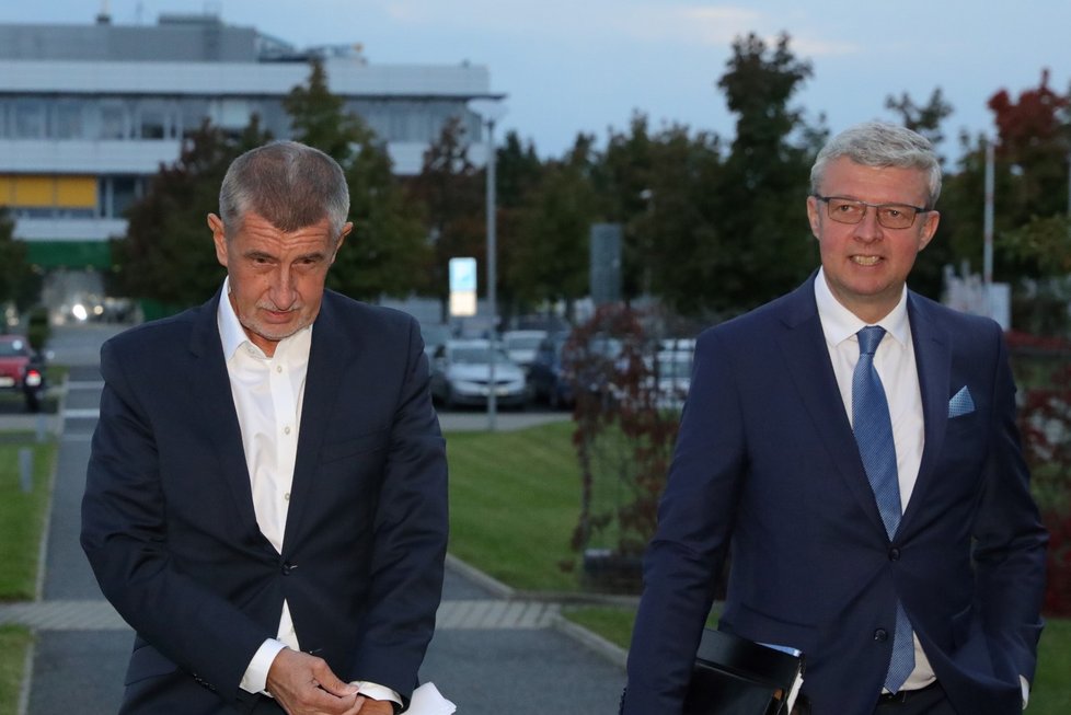 Volební štáb ANO: Andrej Babiš a Karel Havlíček (24.9.2022ú