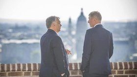 Andrej Babiš na návštěvě Budapeště - s Viktorem Orbánem (13.6.2019)