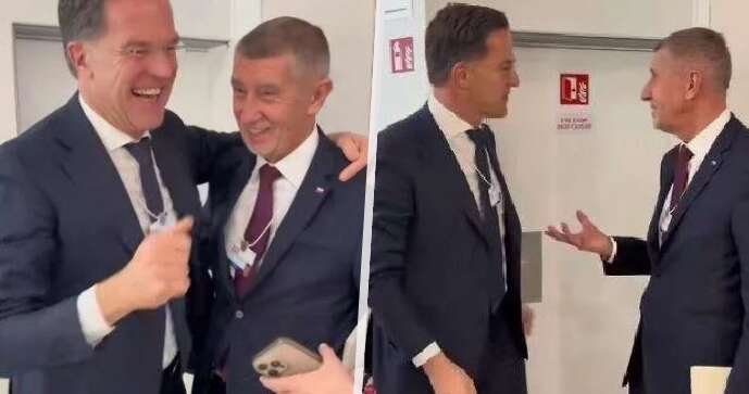 Premiér Andrej Babiš (ANO) v Davosu s šéfem NATO Markem Ruttem.