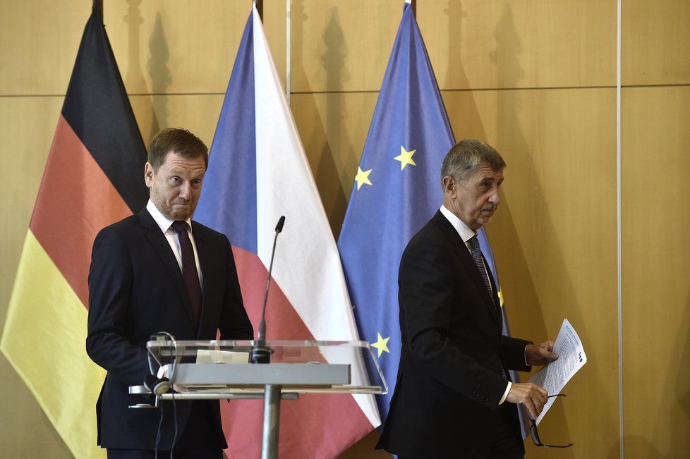 Premiér Andrej Babiš (ANO) na návštěvě Liberce, kde se setkal s premiérem Saska Michaelem Kretschmerem (21.8.2020).