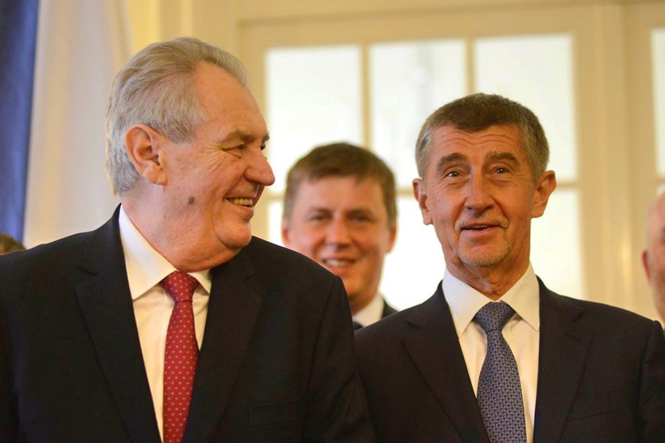 Andrej Babiš s Milošem Zemanem v Lánech