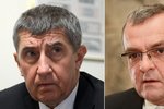 Vicepremiér Andrej Babiš (ANO, vlevo) a šéf poslanců TOP 09 Miroslav Kalousek