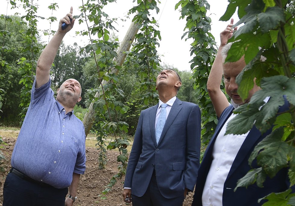 Premiér Babiš s ministry Tomanem (ČSSD) a Brabcem (ANO) vyrazil řešit sucho (17.7.2019)