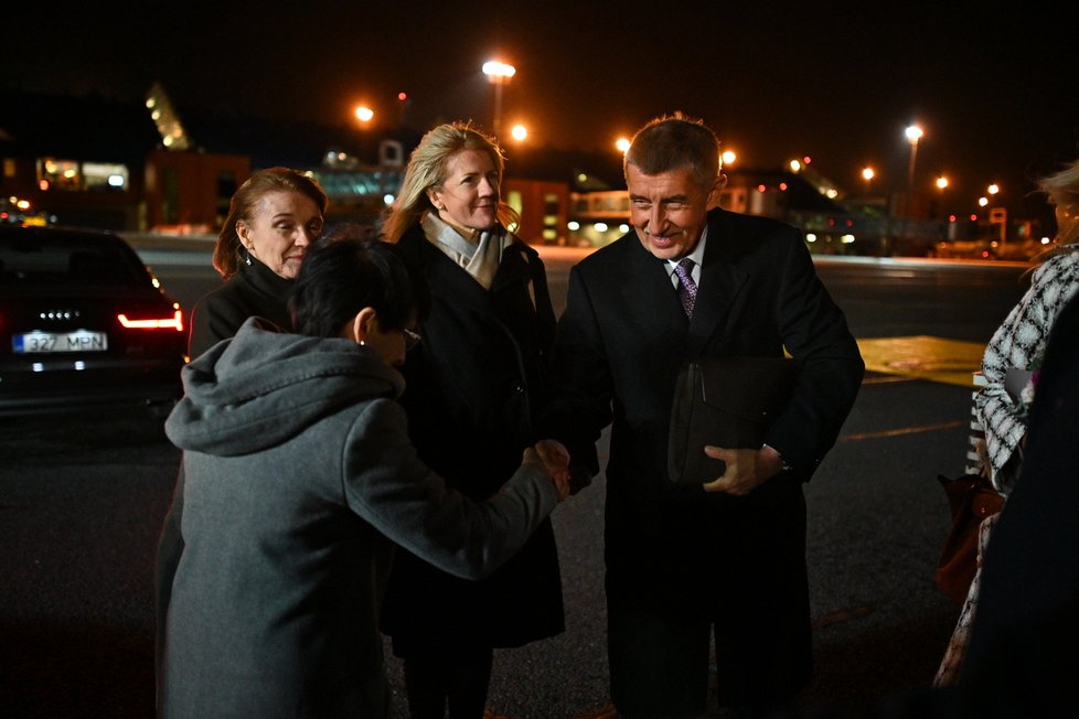 Premiéra Andrej Babiš po příletu do Estonska. (17.2.2020)