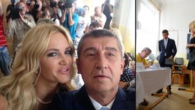 Andrej Babiš vyrazil mezi prvními politiky odevzdat svůj hlas v eurovolbách společně s partnerkou Monikou. Vzniklo z toho toto selfie