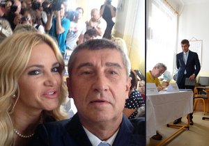 Andrej Babiš vyrazil mezi prvními politiky odevzdat svůj hlas v eurovolbách společně s partnerkou Monikou. Vzniklo z toho toto selfie