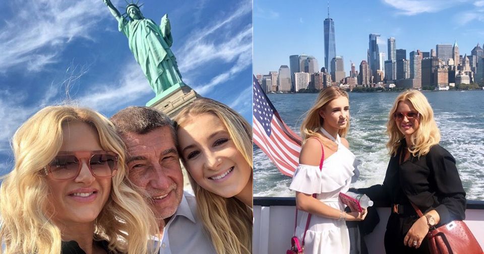 Babišovi před Sochou svobody. Premiérova žena Monika Babišová se na instagramu pochlubila fotkami z USA. I s dcerou Vivien.