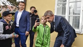 Andrej Babiš v Průhonicích během sněmovních voleb 2017