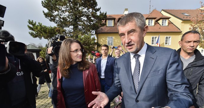 Andrej Babiš v Průhonicích během sněmovních voleb 2017