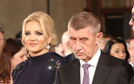 Premiér Andrej Babiš s manželkou Moninou na Pražském hradě.